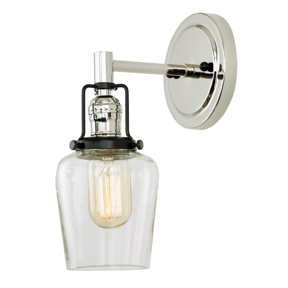 Jvi Designs 1223-15 S9 Nob Hill One Light Liberty Wall Sconce In Polished Nickel And Black